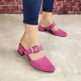 Calzado Con Taconcito Cerrado De Enfrente Puntudo Fucsia / 35 Normal Zapatos Bajitos