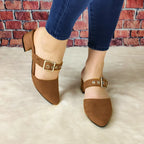 Calzado Con Taconcito Cerrado De Enfrente Puntudo Cafe / 35 Normal Zapatos Bajitos