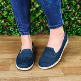 Mocasin Hecho Con Tela De Jean Dos Tonalidades Zapatos Bajitos