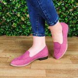 Copia De Sandalia Abierta Construida Con Un Taconcito Pequeño Fucsia / 35 Normal Zapatos Bajitos