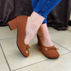 Bello Calzado Con Taconcito Cerrado Y Punta Redonda Bonito Diseño Exclusivo Cafe / 35 Normal Zapatos