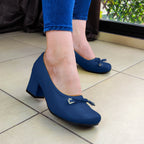 Bello Calzado Con Taconcito Cerrado Y Punta Redonda Bonito Diseño Exclusivo Azul / 35 Normal Zapatos