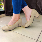 Bello Calzado Con Taconcito Cerrado Y Punta Redonda Bonito Diseño Exclusivo Beige / 35 Normal