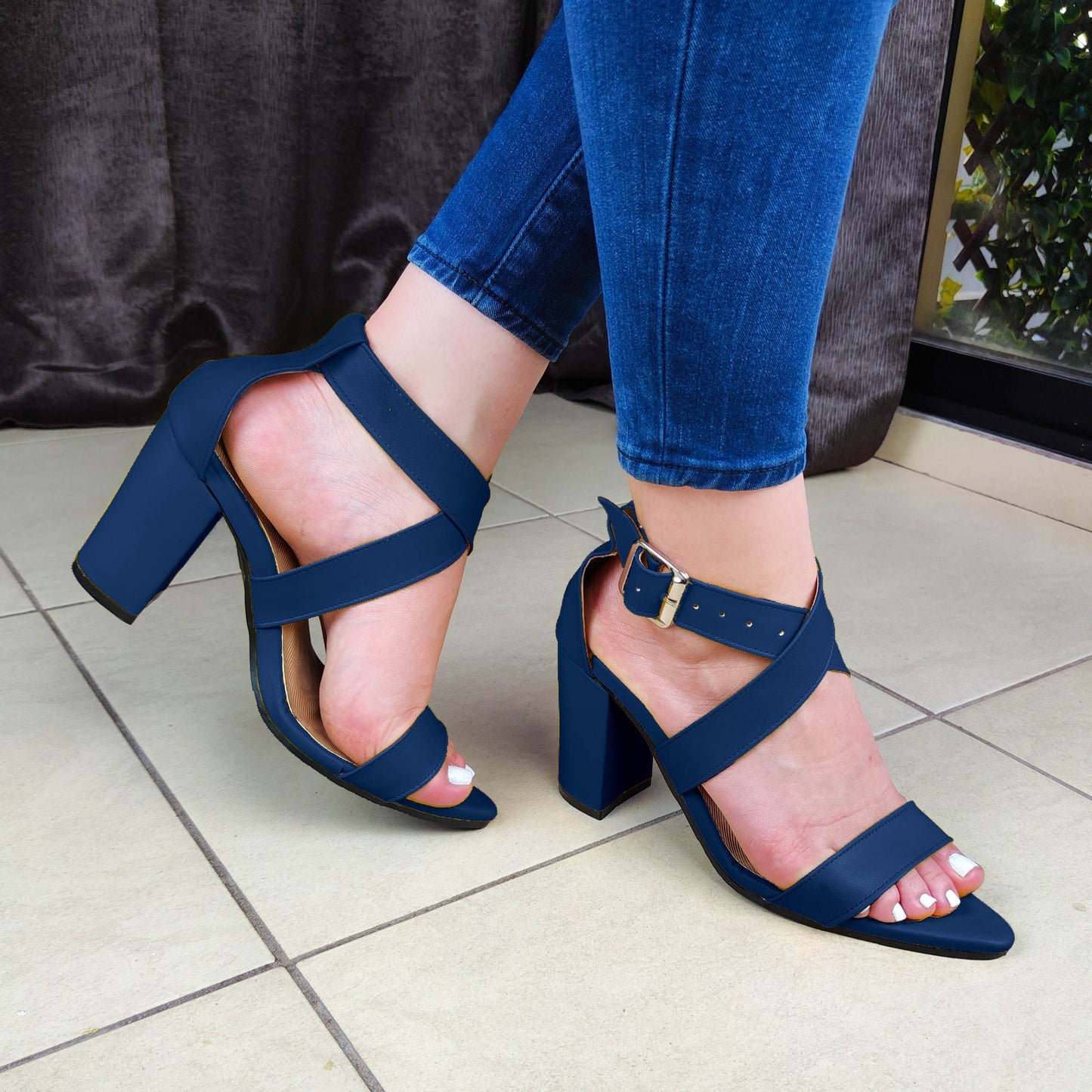 Zapato Comodo De Tacon Varios Colores. Tacon 9 Centimetros Alto Azul / 35 Normal Zapatos Medianos