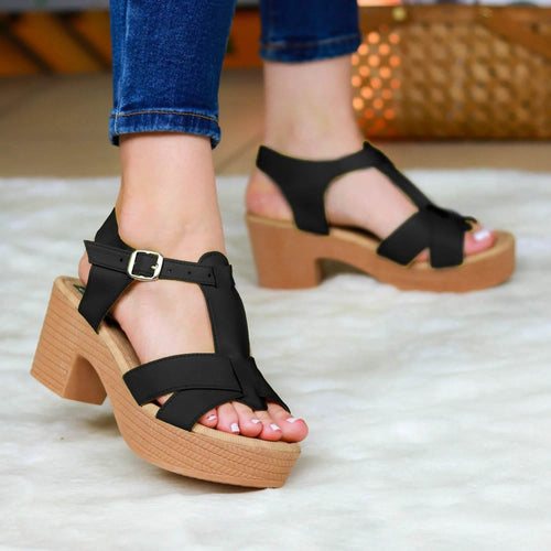 Bellos Tacones Hechos Cuerina Con Suela Beige Negro / 35 Normal Zapatos Medianos