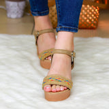 Tacones Hechos De Tela Yute Y Colorida Zapatos Medianos