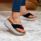 Bellos Zapatos De Plataforma Con Colores Azul Blanco Y Rojo Zapatos Medianos