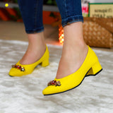 Zapatillas De Tacón Delicadas Amarillo / 35 Normal Zapatos Bajitos