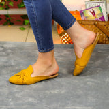 Flats Destalonadas Con Toque Elegante. Fabricados En Gamuza Amarillo / 35 Normal Zapatos Bajitos