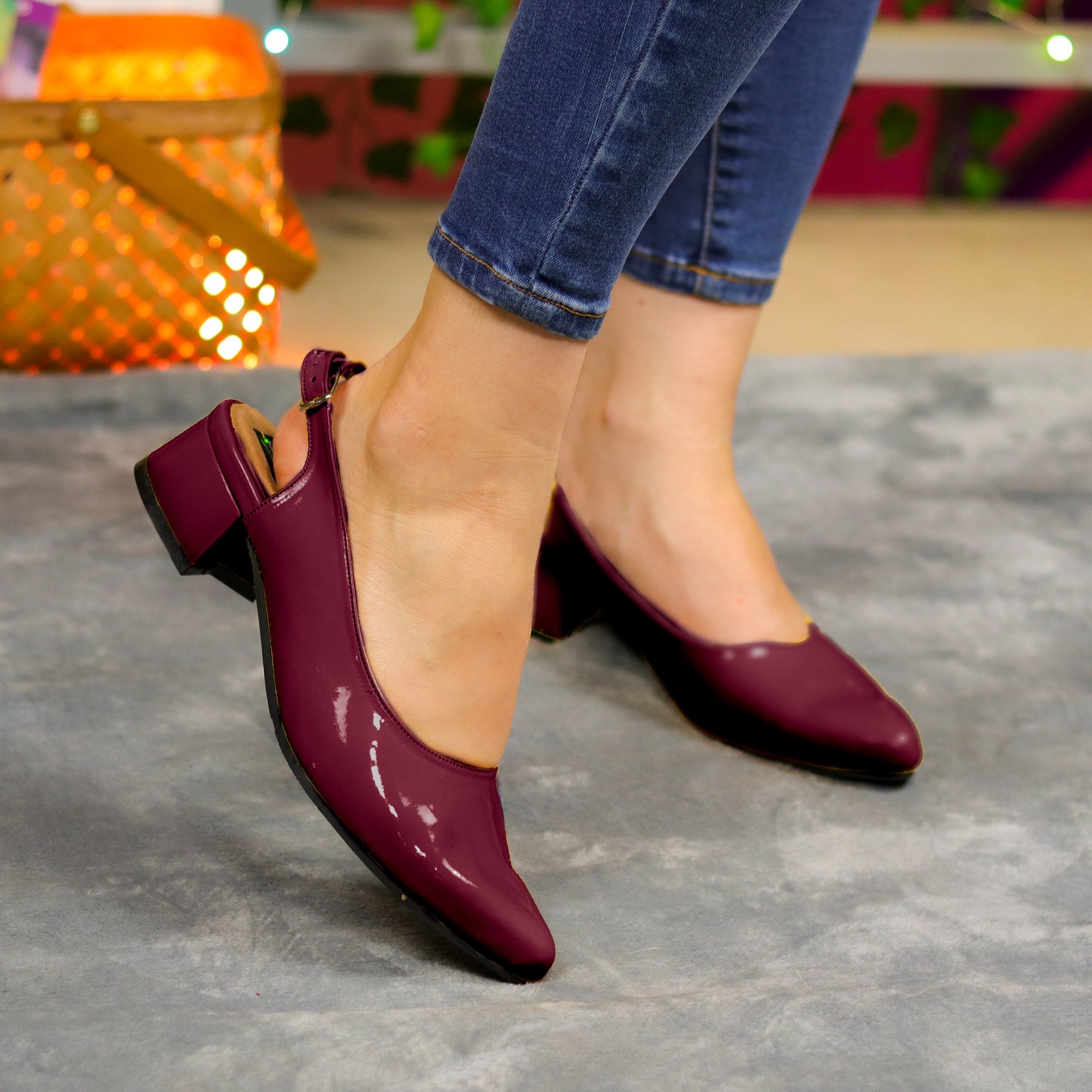 Zapatos Con Tacón Bajo Para Un Look Impecable Rojo Vino / 35 Normal Bajitos