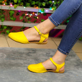 Flats Versátiles Con Detalle De Hebilla: Elegancia Diaria Amarillo / 35 Normal Zapatos Bajitos