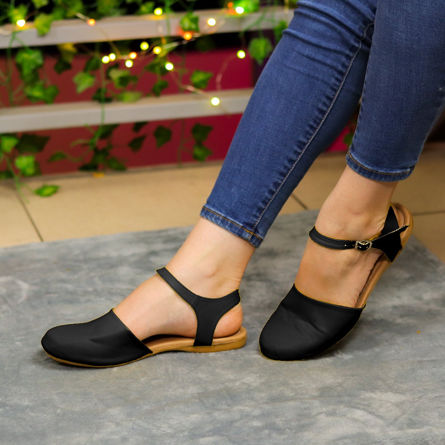 Flats Versátiles Con Detalle De Hebilla: Elegancia Diaria Negro / 35 Normal Zapatos Bajitos