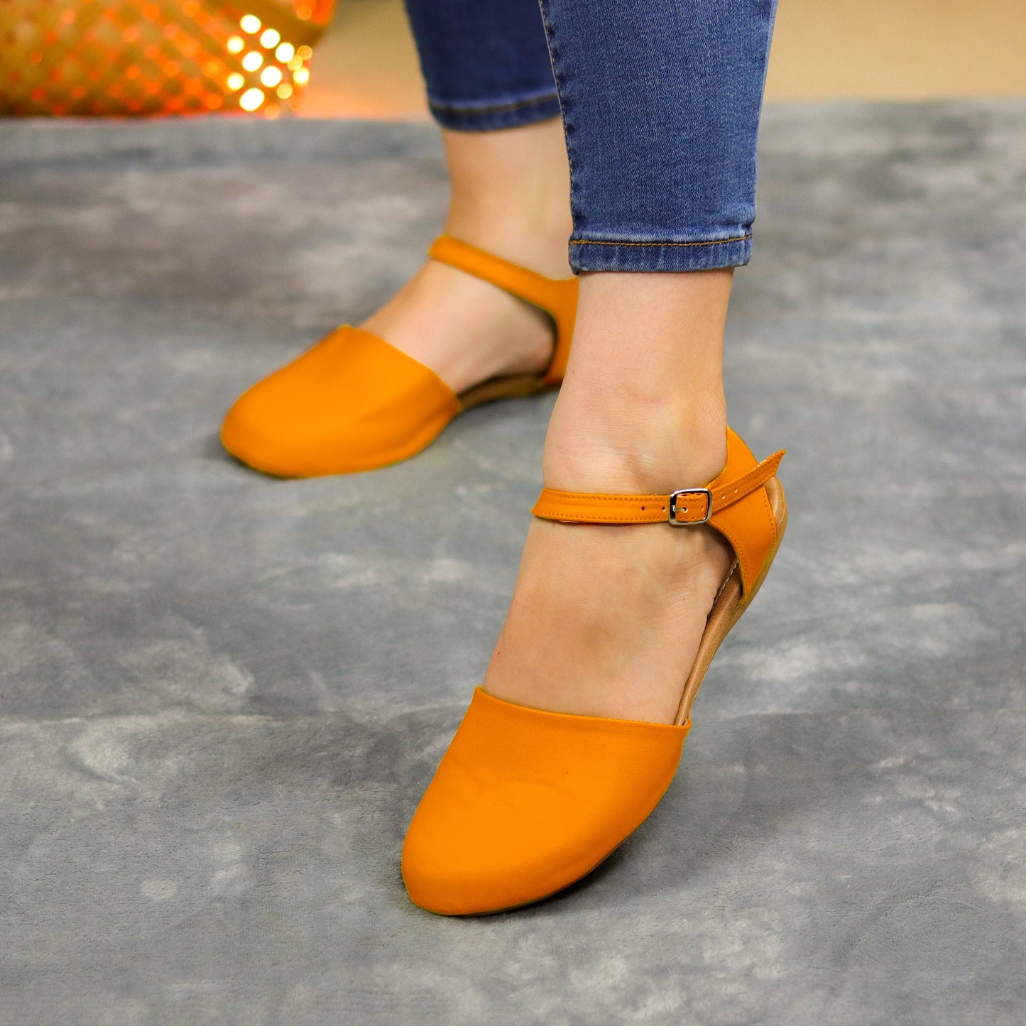 Flats Versátiles Con Detalle De Hebilla: Elegancia Diaria Anaranjado / 35 Normal Zapatos Bajitos