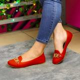 Zapatos Cerrados Con Toque Brillante: Elegancia Clásica En Cada Paso Rojo / 35 Normal