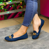 Zapatos Cerrados Con Toque Brillante: Elegancia Clásica En Cada Paso Azul / 35 Normal