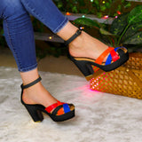 Sandalias Coloridas De Tacón Alto: Estilo Vibrante Y Veraniego Zapatos Medianos