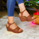 Sandalias Elevadas Con Ajuste Perfecto Cafe / 35 Normal Zapatos Medianos