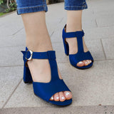 Zapato Unido De En Medio Tacon 9 Centimetros Alto Azul / 35 Normal Zapatos Medianos