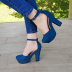 Zapato Cerrado De Enfrente Y Atras Azul / 35 Normal Zapatos Altos