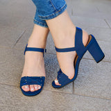 Sandalia Mediana Con Un Chongo Enfrente Azul / 35 Normal Zapatos Medianos