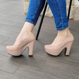 Zapato Totalmente Cerrado Estilo Formal Para Oficinas Beige / 35 Normal Zapatos Altos