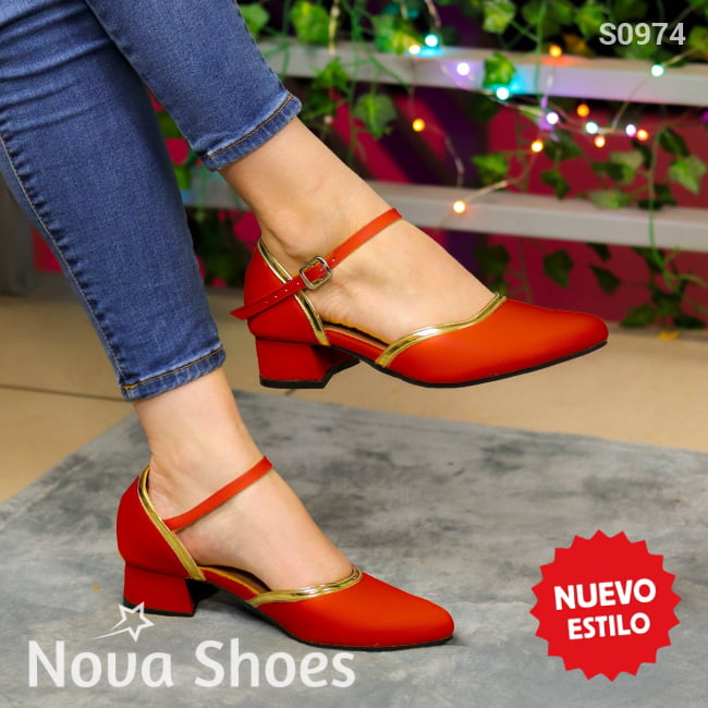 Belleza Y Confort: Zapatos Cerrados Con Carácter Único Rojo / 35 Normal Medianos