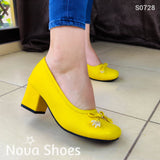 Bello Calzado Con Taconcito Cerrado Y Punta Redonda Bonito Diseño Exclusivo Amarillo / 35 Normal