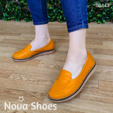 Bello Mocasin De Un Solo Color Con Plantilla Suave Estilo Bajito Anaranjado / 35 Normal Zapatos