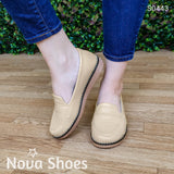 Bello Mocasin De Un Solo Color Con Plantilla Suave Estilo Bajito Beige / 35 Normal Zapatos Bajitos