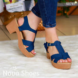 Bellos Tacones Hechos Cuerina Con Suela Beige Azul / 35 Normal Zapatos Medianos