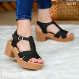 Bellos Tacones Hechos Cuerina Con Suela Beige Negro / 35 Normal Zapatos Medianos