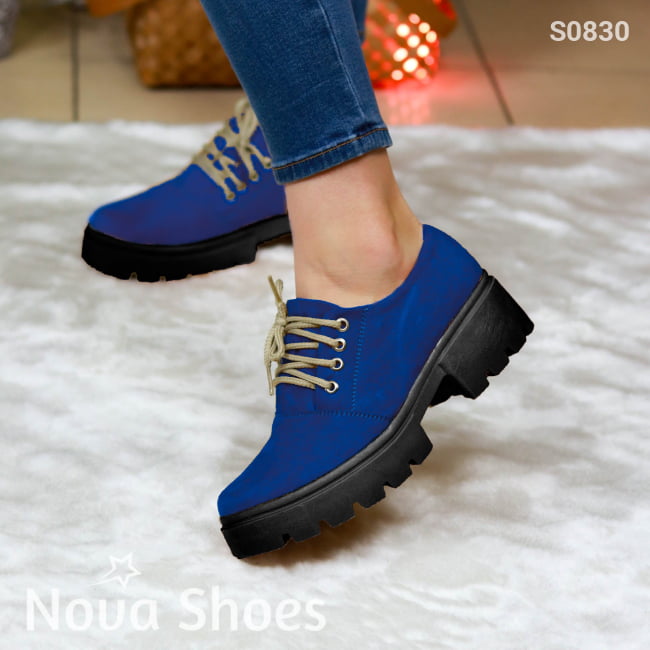 Botin Realizado En Gamuza. Variedad De Colores Para Elegir. Zapato Comodo Solido Y Peso Liviano Azul