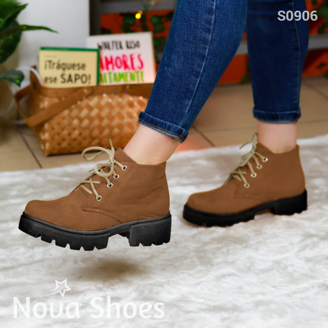 Botines De Suela Negra Aventura Urbana Hechos Gamuza Cafe / 35 Normal Zapatos Medianos