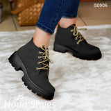 Botines De Suela Negra Aventura Urbana Hechos Gamuza Negro / 35 Normal Zapatos Medianos