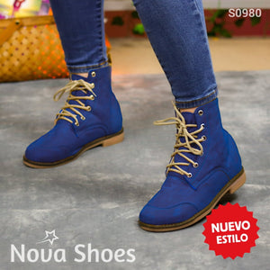 Botines Todo Terreno Elegantes Y Versatiles Azul / 35 Normal Zapatos Bajitos