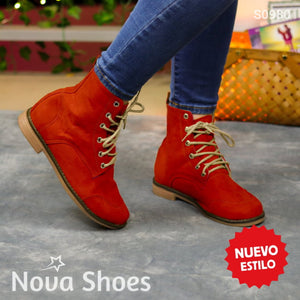 Botines Todo Terreno Elegantes Y Versatiles Rojo / 35 Normal Zapatos Bajitos