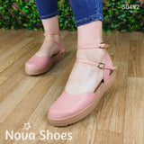 Calzado Cerrado De Enfrente Con Fajas Delgadas Atras. Suela Beige Comoda Y Suave Rosado / 35 Normal