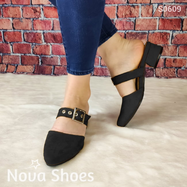 Calzado Con Taconcito Cerrado De Enfrente Puntudo Negro / 35 Normal Zapatos Bajitos
