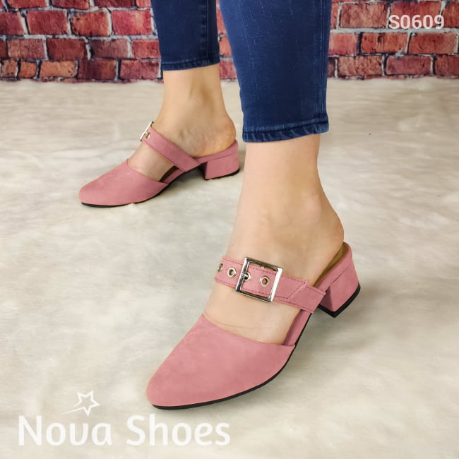 Calzado Con Taconcito Cerrado De Enfrente Puntudo Rosado / 35 Normal Zapatos Bajitos