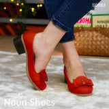 Calzado De Cuerina Tacón Pequeño Y Discreto Rojo / 35 Normal Zapatos Medianos
