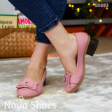 Calzado De Cuerina Tacón Pequeño Y Discreto Rosado / 35 Normal Zapatos Medianos