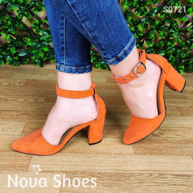 Calzado De Gamuza. Sandalias Femeninas Puntudas Cerradas Enfrente Anaranjado / 35 Normal Zapatos