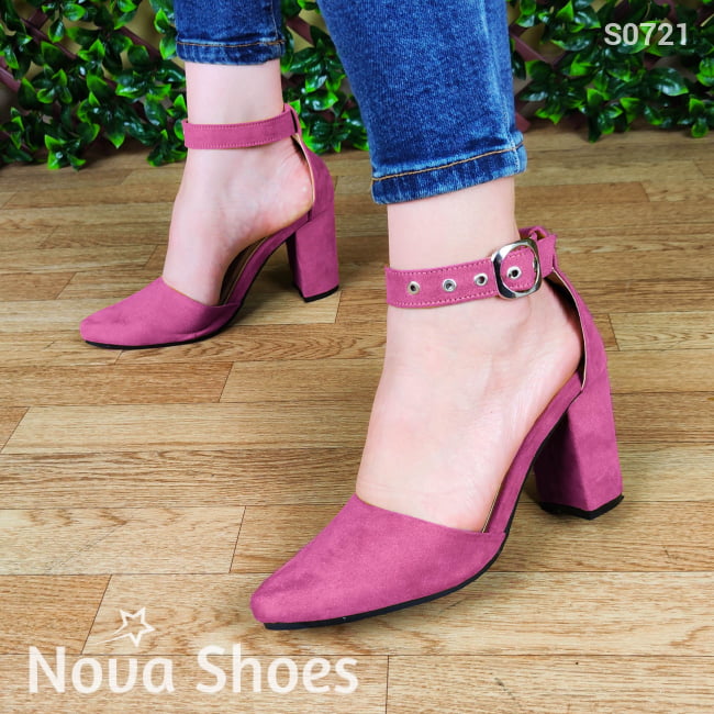 Calzado De Gamuza. Sandalias Femeninas Puntudas Cerradas Enfrente Fucsia / 35 Normal Zapatos