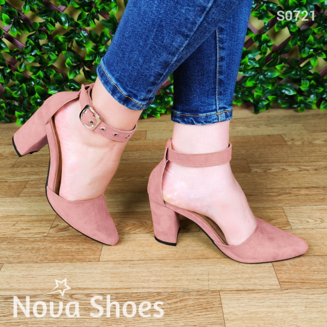 Calzado De Gamuza. Sandalias Femeninas Puntudas Cerradas Enfrente Rosado / 35 Normal Zapatos