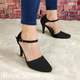 Calzado De Tacon Delgado No Tan Alto. Diseño Estilizado Negro / 35 Normal Zapatos Medianos