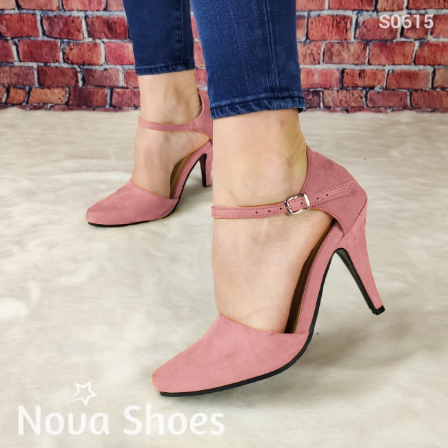 Calzado De Tacon Delgado No Tan Alto. Diseño Estilizado Rosado / 35 Normal Zapatos Medianos