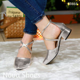 Calzado Femenino Con Tacon Pequeño Dorado O Plateado Zapatos Bajitos