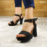 Calzado Hecho De Gamuza Estilo Tacon Cuadrado Negro / 35 Normal Zapatos Altos