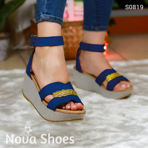 Calzado Para Dama Femenino Hecho De Gamuza Decorado Azul / 34 Normal Zapatos Medianos