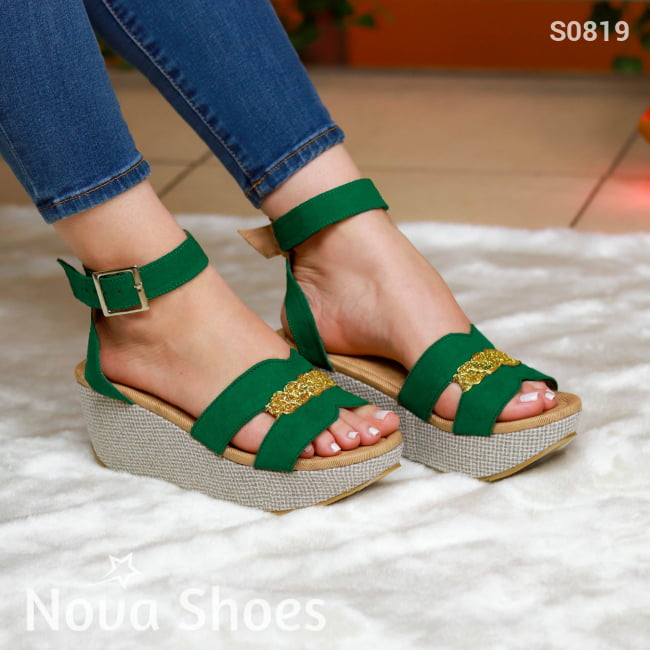Calzado Para Dama Femenino Hecho De Gamuza Decorado Verde / 34 Normal Zapatos Medianos